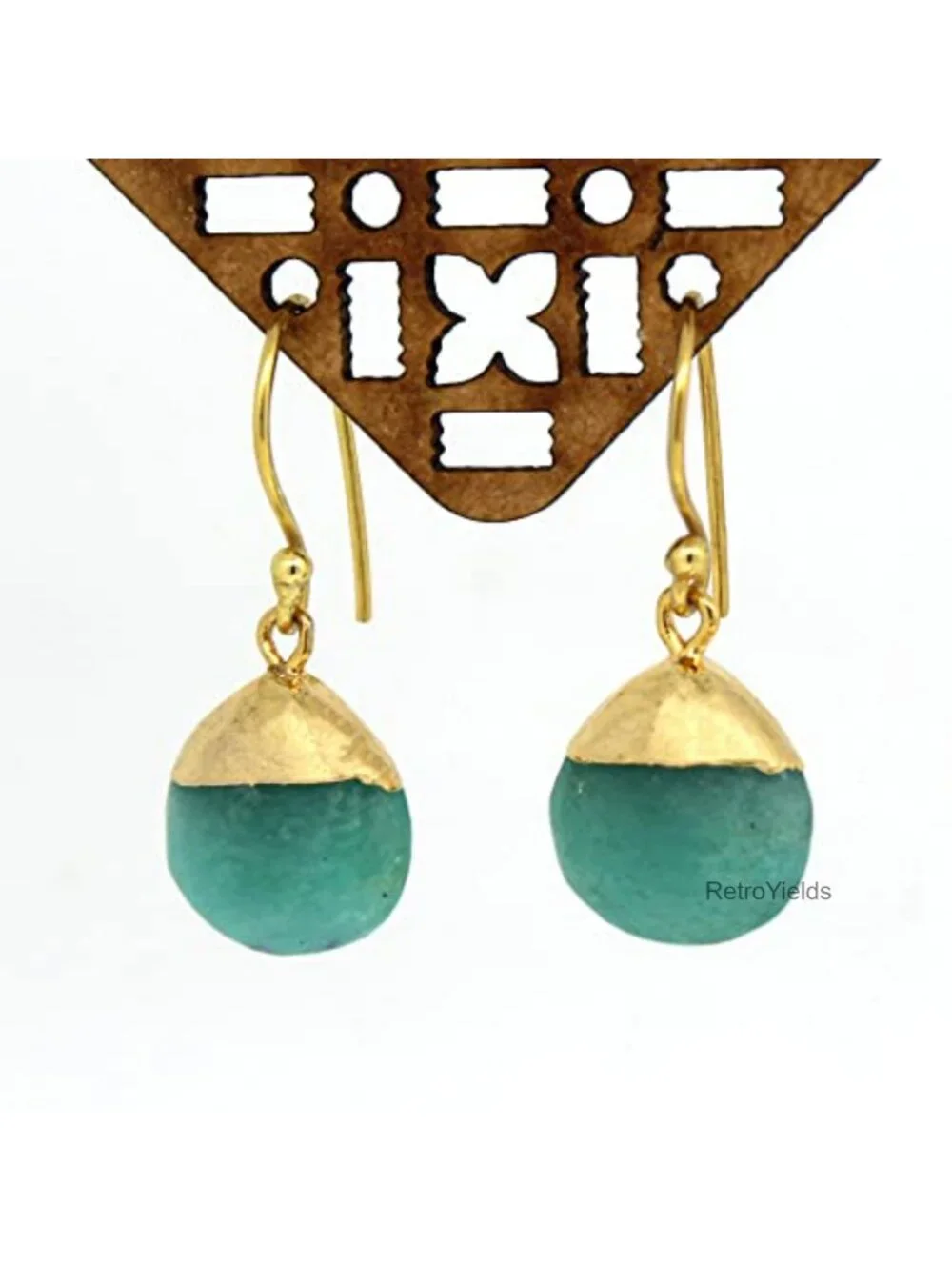 Handmade 14k Gold Plated Teardrop Dangle Earrings Natural Gemstone